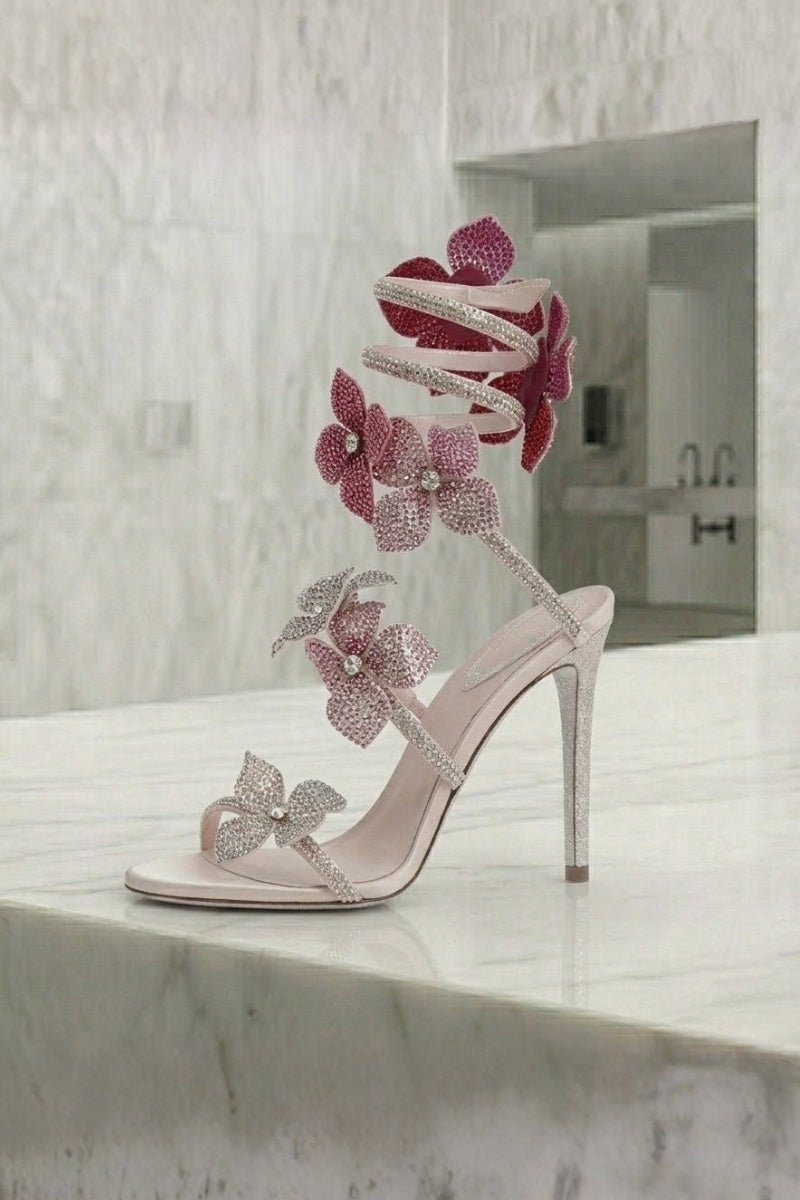 Women Strappy High Heel Sandals | Butterfly Lace Up Occasion Shoes-Women Shoes-Homefinn