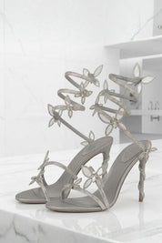 Women Strappy High Heel Sandals | Butterfly Lace Up Occasion Shoes-Women Shoes-Homefinn