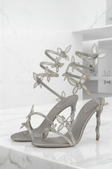Women's Strappy High Heel Sandals | Butterfly Lace Up Occasion Shoes