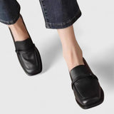 Women's Solid Square Toe Loafers | Slip On Front Strap Everyday Wear
